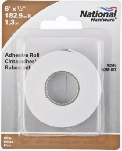V2516 ADH ROLL WHT 1/2X6